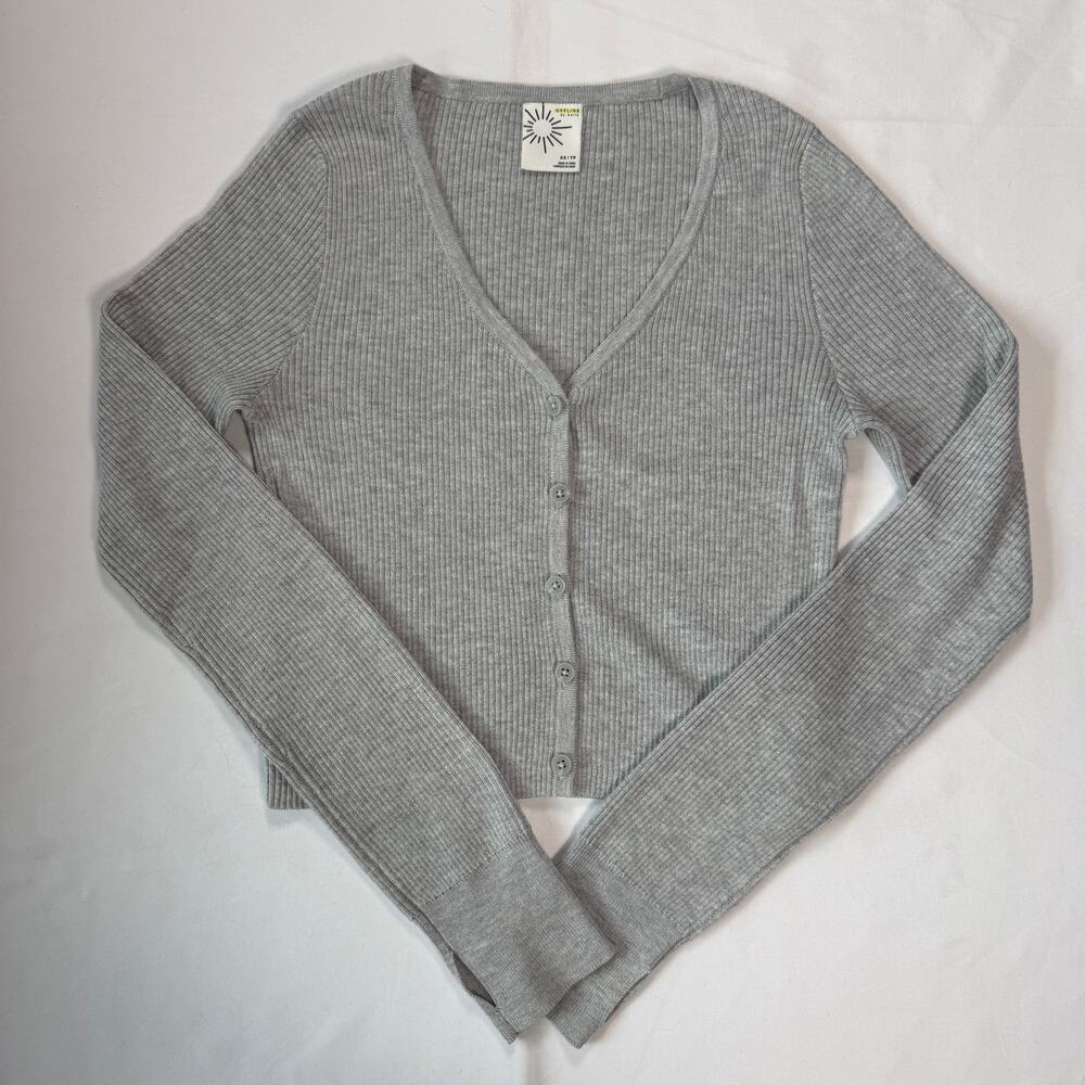 Offline by Aerie Ribbed Button Cardigan Gray Sz XS Like New